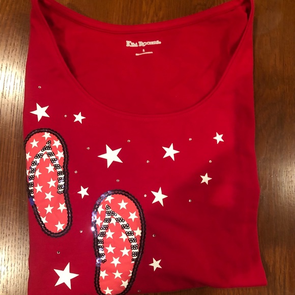 Red Ladies Casual Shirt by Kim Rogers, goes nice with a pair of blue jeans - Picture 3 of 4